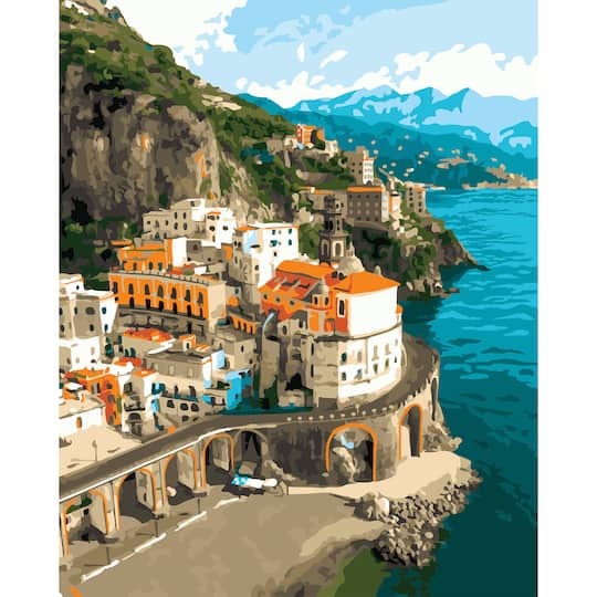 16" x 20" Mediterranean Coast Paint-by-Number Kit with Wood Display Hanger by Artist's Loft®